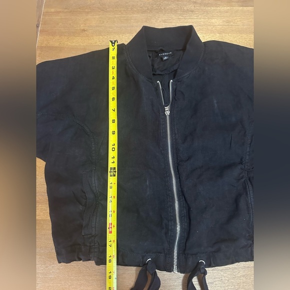 Evereve Women’s Noa Relaxed Linen Bomber Jacket Black Medium - Picture 6 of 8